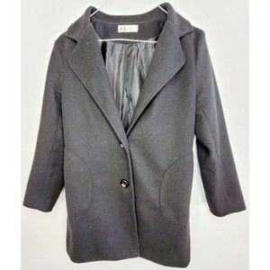 AX Fashion Long Black Peacoat Size 7 Two Button Thigh Length